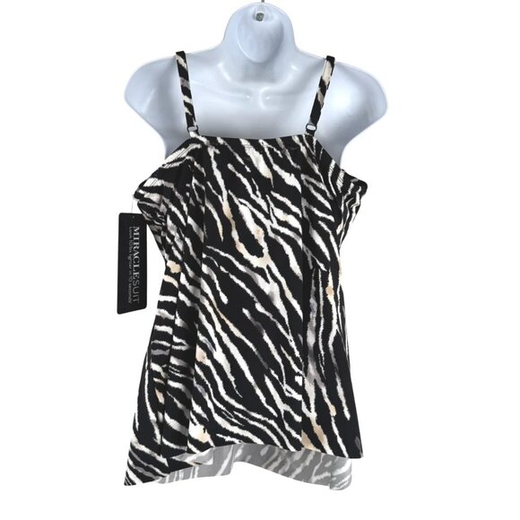 Miraclesuit Marina Tankini Swim Top Size 16 Zebra Animal Print NWT SW-2106 - Picture 4 of 9